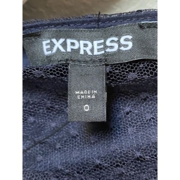 Express Navy Blue Polka Dot Tulle Full Skirt Sleeveless Midi slip Dress y2k sz 0 - Picture 4 of 9